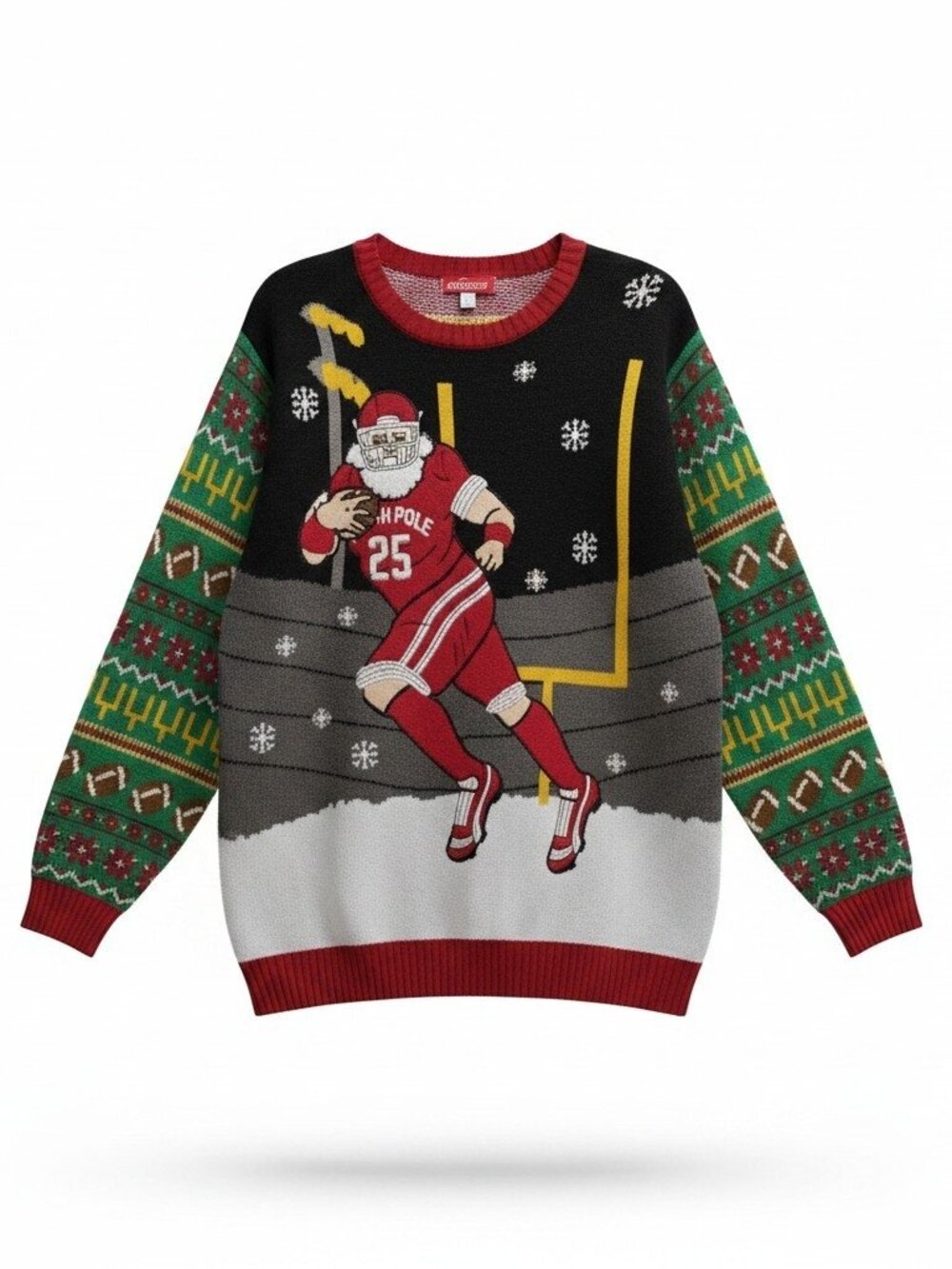 Football Santa Ugly Christmas Sweater 4XB Big Tall Holiday Party Knit Pullover
